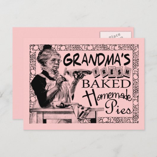 ヴィンテージおばあちゃんの自家製パイズギフト ポストカード (正面/裏面)