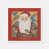 ヴィンテージおばあちゃんクリスマストリベット スタンダードカクテルナプキン (正面)