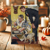 ヴィンテージおばあちゃんネイビーセーラードッグ感謝祭 シーズンカード