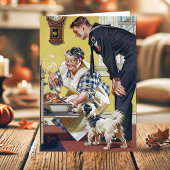 ヴィンテージおばあちゃんネイビーセーラードッグ感謝祭 シーズンカード