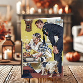 ヴィンテージおばあちゃんネイビーセーラードッグ感謝祭 シーズンカード