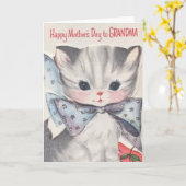 ヴィンテージおばあちゃん母の日猫カード カード (黄色い花)