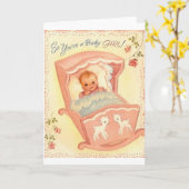 ヴィンテージおめでとうグリーティングカード カード (黄色い花)