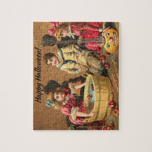 ヴィンテージおもしろいがパーティーでリンゴに浮かぶ ジグソーパズル (縦)