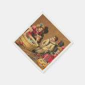 ヴィンテージおもしろいがパーティーでリンゴに浮かぶ スタンダードカクテルナプキン (角)