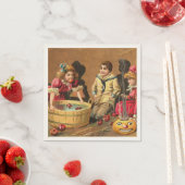 ヴィンテージおもしろいがパーティーでリンゴに浮かぶ スタンダードカクテルナプキン (インサイチュ)