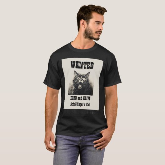 ヴィンテージおもしろいがポスター・シュレディナーの猫を募集 Tシャツ (正面フル)