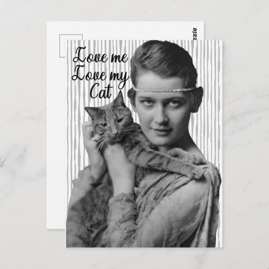 ヴィンテージおもしろいが私の猫を愛する ポストカード (正面/裏面)