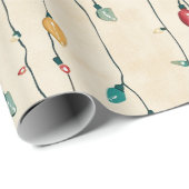 ヴィンテージおもしろいとカラフルクリスマスストリングライト ラッピングペーパー (ロールコーナー)