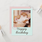 ヴィンテージおもしろいとハッピーバースデー カード (正面/裏面インサイチュ)