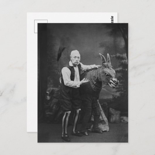 ヴィンテージおもしろいと馬の写真 ポストカード (正面/裏面)