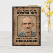 ヴィンテージおもしろいの古いカウボーイズは決してフォトカードを死なない カード (黄色い花)