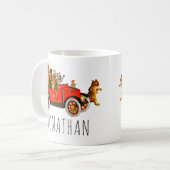 ヴィンテージおもしろいの猫が登場するクラシック自動車 コーヒーマグカップ (正面左)