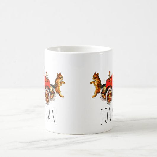 ヴィンテージおもしろいの猫が登場するクラシック自動車 コーヒーマグカップ (中央)