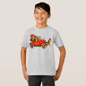 ヴィンテージおもしろいの猫が登場するクラシック自動車 Tシャツ (正面フル)