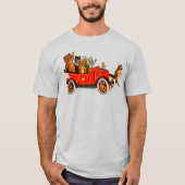 ヴィンテージおもしろいの猫が登場するクラシック自動車 Tシャツ (正面)
