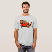 ヴィンテージおもしろいの猫が登場するクラシック自動車 Tシャツ (正面フル)