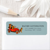 ヴィンテージおもしろいの猫のアンティーク車の青 ラベル (インサイチュ)