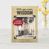 ヴィンテージおもしろいの知恵とシワ皮肉誕生日 カード (黄色い花)