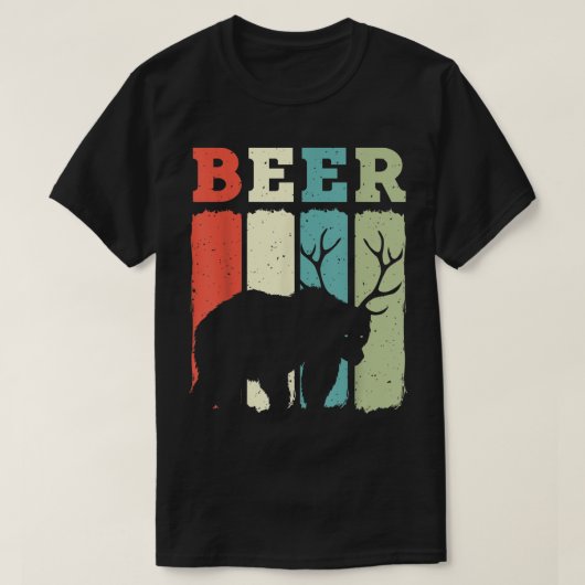 ヴィンテージおもしろいの飲み物 – Bear Deer Beer T-Shirt Tシャツ (デザイン正面)