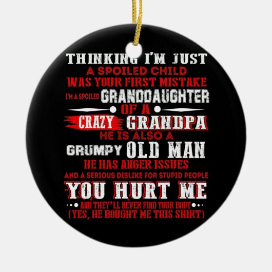 ヴィンテージおもしろいはAの甘やかされた孫娘だ セラミックオーナメント (正面)