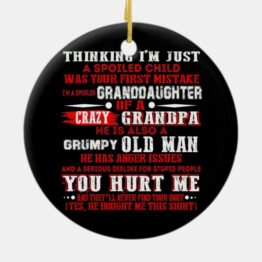 ヴィンテージおもしろいはAの甘やかされた孫娘だ セラミックオーナメント (裏面)