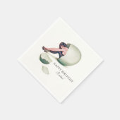 ヴィンテージおもしろいアールヌーボー女性ハッピーバースデー スタンダードカクテルナプキン (角)