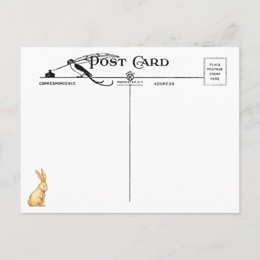 ヴィンテージおもしろいイースターウサギと染め卵 ポストカード (裏面)