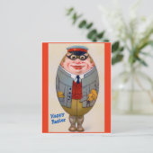 ヴィンテージおもしろいイースター卵の男、かわいい ポストカード (スタンド正面)