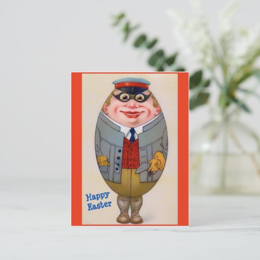 ヴィンテージおもしろいイースター卵の男、かわいい ポストカード (スタンド正面)