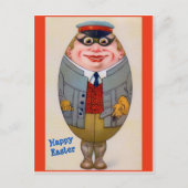 ヴィンテージおもしろいイースター卵の男、かわいい ポストカード (正面)