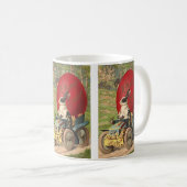 ヴィンテージおもしろいイースター、バニーラビットエッグ自動車 コーヒーマグカップ (正面右)