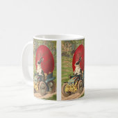 ヴィンテージおもしろいイースター、バニーラビットエッグ自動車 コーヒーマグカップ (正面左)