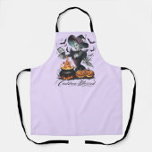 ヴィンテージおもしろいウィッチカードロン賛美ハロウィン エプロン (正面)