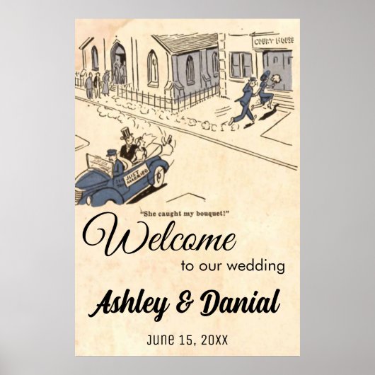 ヴィンテージおもしろいオールド新婦素朴レトロ結婚ズ ポスター (正面)