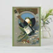 ヴィンテージおもしろいカエルとシャンパン新年 シーズンカード (スタンド正面)