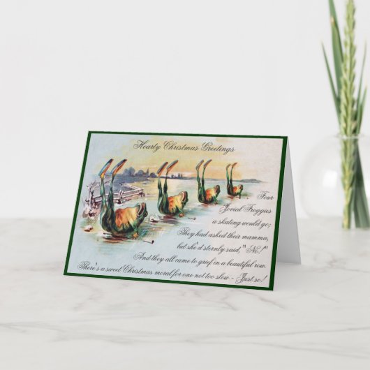 ヴィンテージおもしろいカエルのクリスマスグリーティングカード シーズンカード (正面)