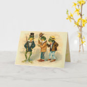 ヴィンテージおもしろいカエル カード (黄色い花)