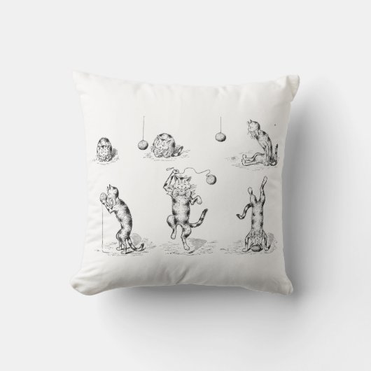 ヴィンテージおもしろいカニップ猫 クッション (正面)