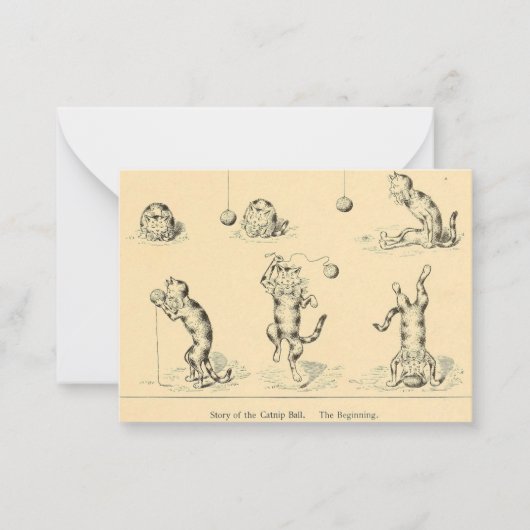 ヴィンテージおもしろいカニップ猫 ノートカード (正面)