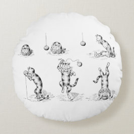 ヴィンテージおもしろいカニップ猫 ラウンドクッション