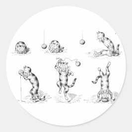 ヴィンテージおもしろいカニップ猫 ラウンドシール