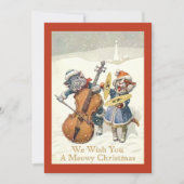 ヴィンテージおもしろいカロリングのクリスマス猫キャットパンフラット シーズンカード (正面)