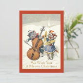 ヴィンテージおもしろいカロリングのクリスマス猫キャットパンフラット シーズンカード (スタンド正面)