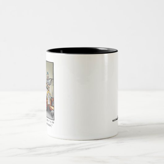 ヴィンテージおもしろいカーユーモアのコーヒーマグギフト ツートーンマグカップ (中央)