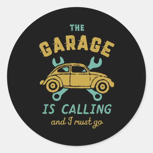 ヴィンテージおもしろいカー整備士ガレージが呼び出している ラウンドシール (正面)