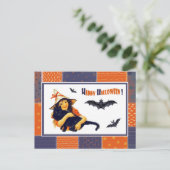 ヴィンテージおもしろいガールハロウィーン葉書 ポストカード (スタンド正面)