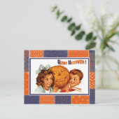 ヴィンテージおもしろいキッズハロウィンはがき ポストカード (スタンド正面)