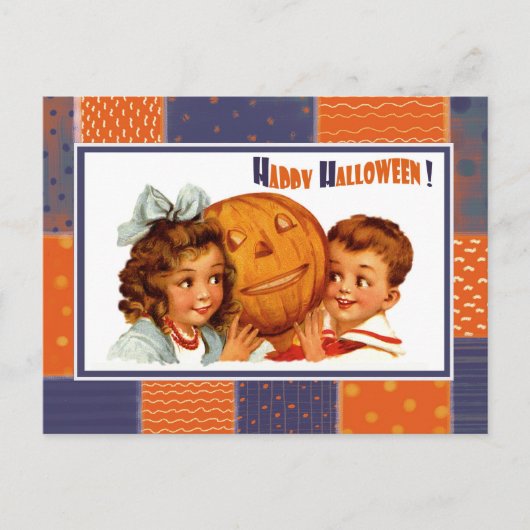 ヴィンテージおもしろいキッズハロウィンはがき ポストカード (正面)
