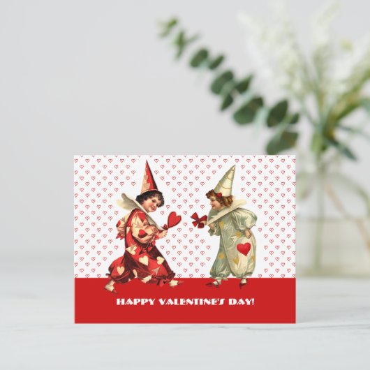 ヴィンテージおもしろいキッズバレンタインデーはがき シーズンポストカード (スタンド正面)